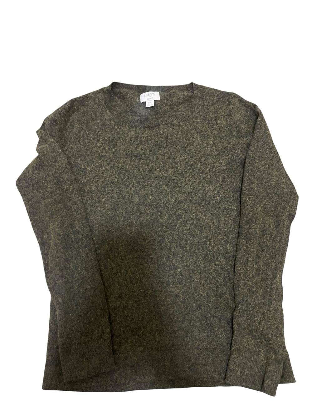 J.CREW Teddie Cotton/Wool Blend Sweater Heather Green XS